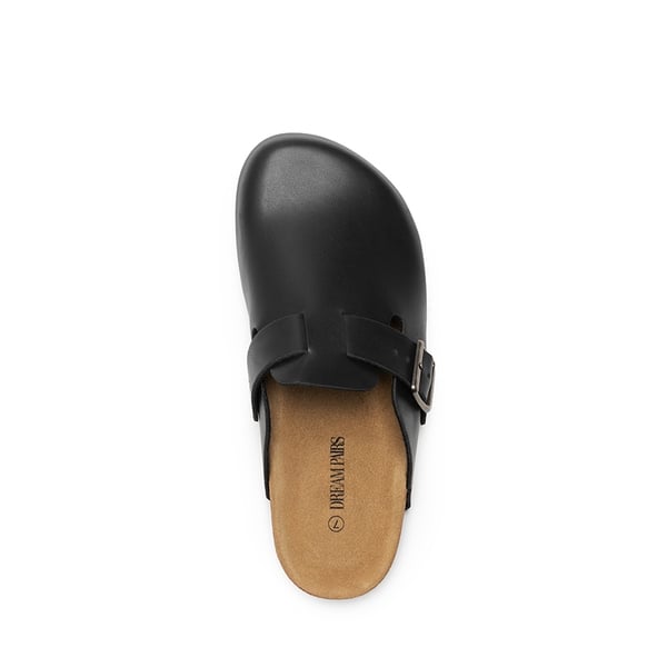 Round Toe Buckle Slip-on Mules - BLACK - 4