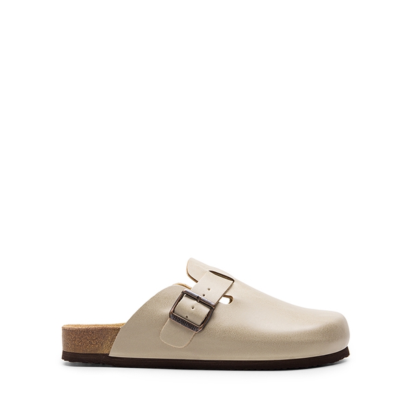 Round Toe Buckle Slip-on Mules - BEIGE - 3