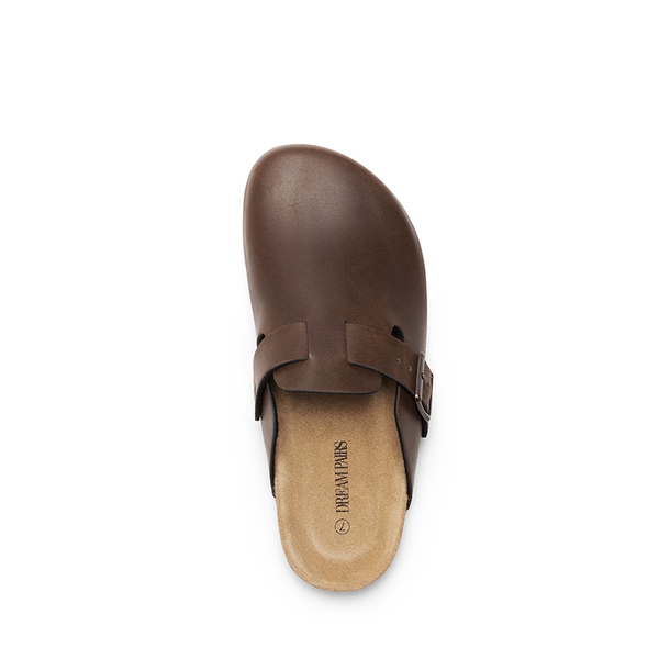 Round Toe Buckle Slip-on Mules - BROWN - 4