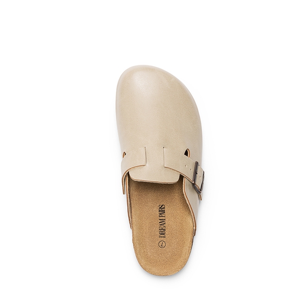 Round Toe Buckle Slip-on Mules - BEIGE - 4