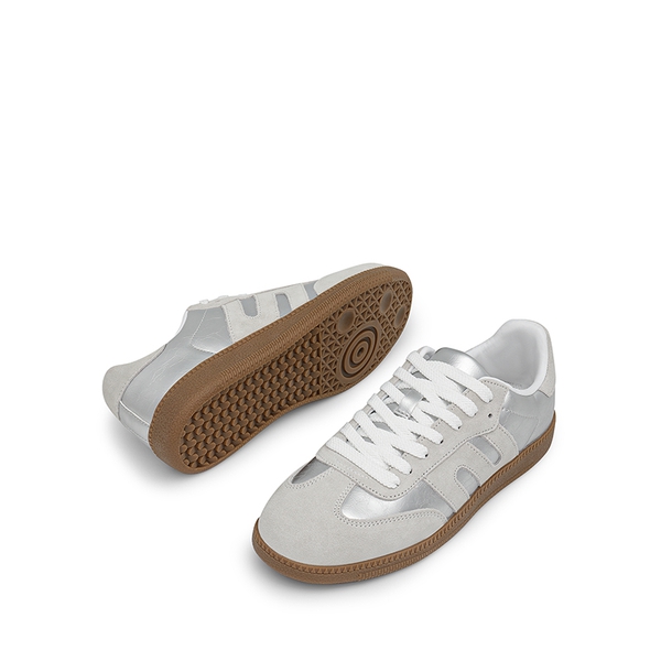 [Nia] Retro Faux Suede Toe Fashion Sneakers - SILVER - 5
