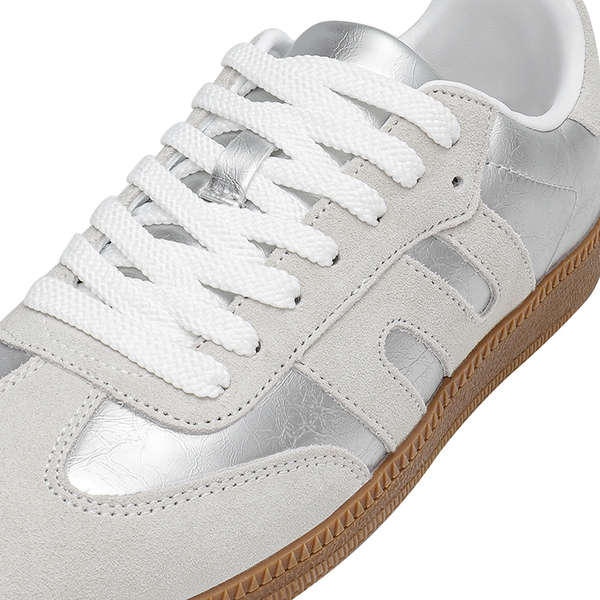 [Nia] Retro Faux Suede Toe Fashion Sneakers - SILVER - 4