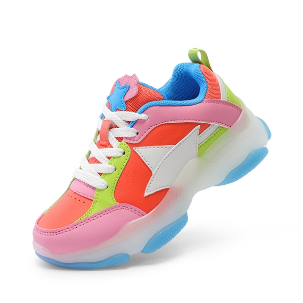 [Sparkle StarShimmer] Retro-inspired Star Accents Sneakers - RAINBOW -  0