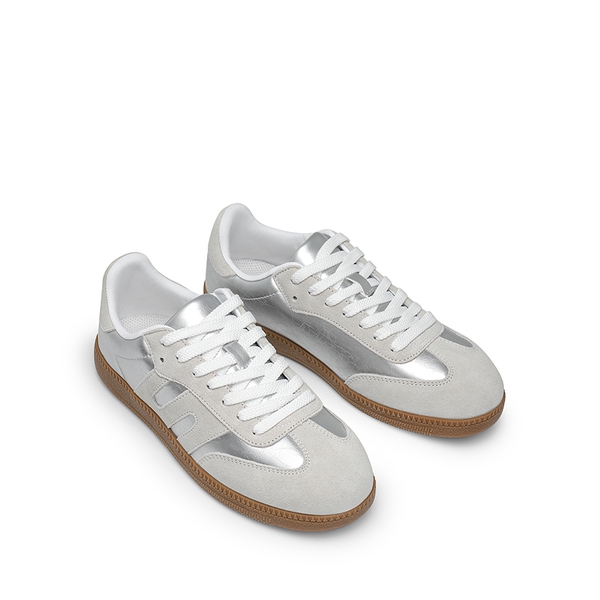 [Nia] Retro Faux Suede Toe Fashion Sneakers - SILVER - 6