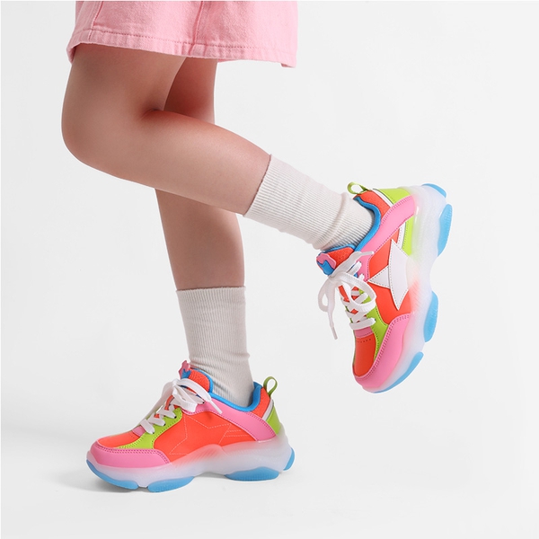 [Sparkle StarShimmer] Retro-inspired Star Accents Sneakers - RAINBOW - 1