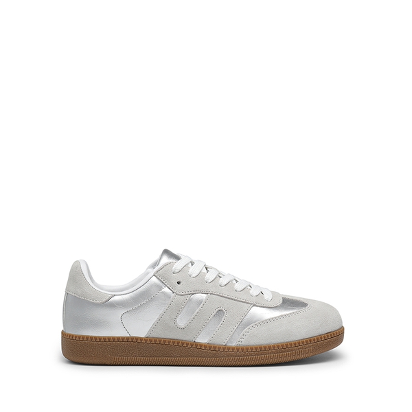 [Nia] Retro Faux Suede Toe Fashion Sneakers - SILVER - 3