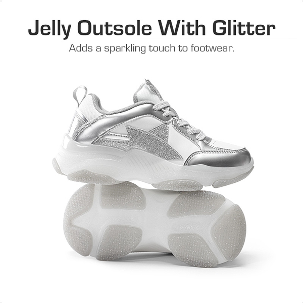 [Sparkle StarShimmer] Retro-inspired Star Accents Sneakers - SILVER WHITE - 2