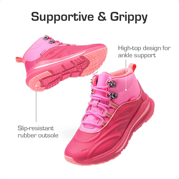 [DuraPlay SkyHigh Sheild] Kids’ High-top Running Sneakers - HOT PINK PINK - 2