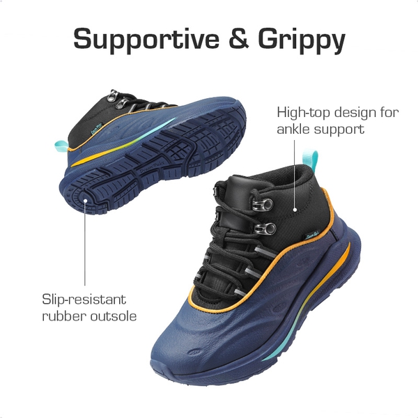 [DuraPlay SkyHigh Sheild] Kids’ High-top Running Sneakers - DARK BLUE BLACK - 2