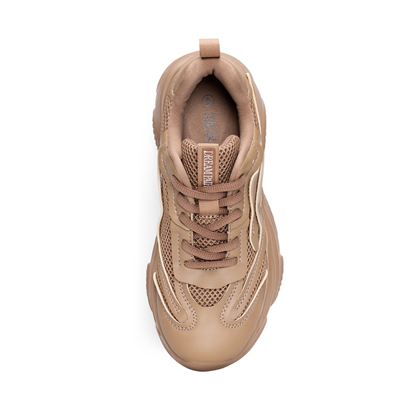 [Jaxon] Platform Lace Up Fashion Sneakers - TAN - 5