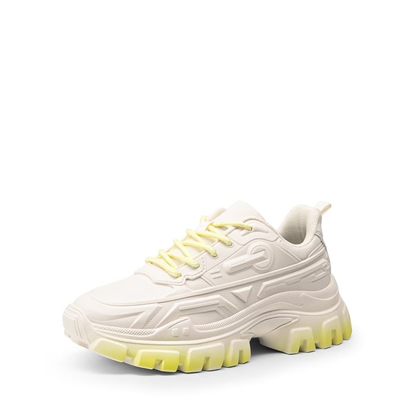 [Bold] Platform Lightweight Fashion Sneakers - IVORY/YELLOW -  0