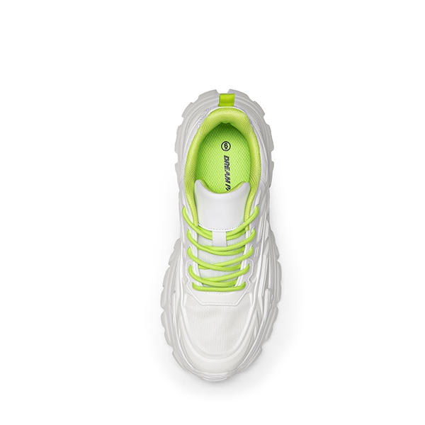 [Bold] Platform Lightweight Fashion Sneakers - WHITE/GREEN - 7