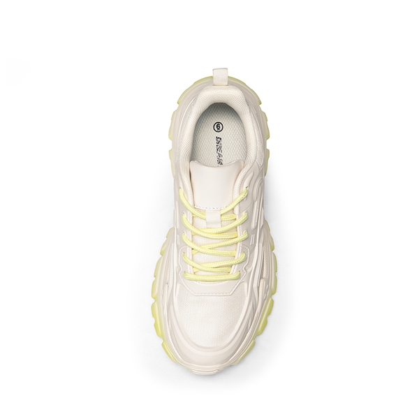 [Bold] Platform Lightweight Fashion Sneakers - IVORY/YELLOW - 7