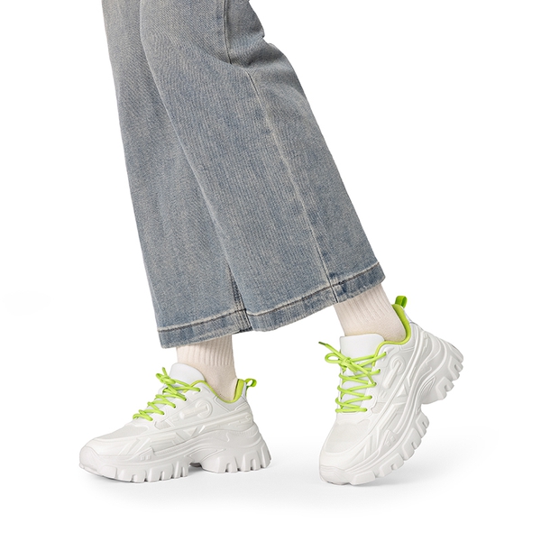[Bold] Platform Lightweight Fashion Sneakers - WHITE/GREEN - 2