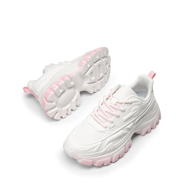 [Bold] Platform Lightweight Fashion Sneakers - WHITE/PINK - 6