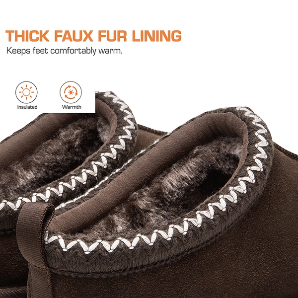 [FuzzyEasy Men's  Slip-on] Suede Fur Slippers - BROWN - 6