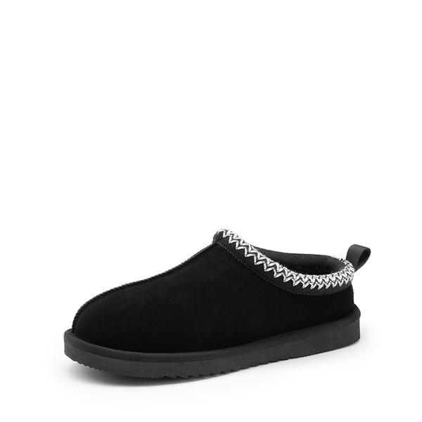 [FuzzyEasy Men's  Slip-on] Suede Fur Slippers - BLACK -  0