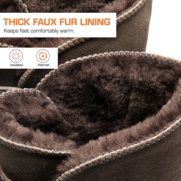 [FuzzyChic Bow] Suede Mid-calf Snow Boots - TAUPE - 6