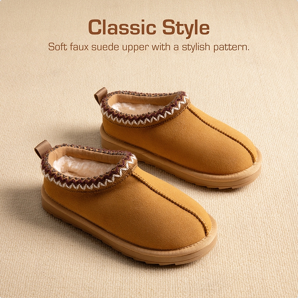 [FuzzyEasy Kid's  Slip-on] Winter Suede Slippers - BROWN - 2