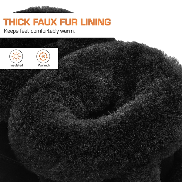 [FuzzyChic  Plush Platform] Thick-soled Fluffy Snow Boots - BLACK - 6