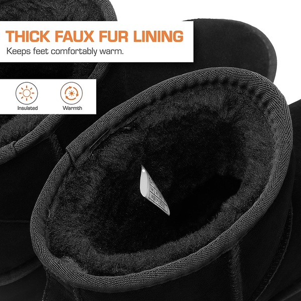 [FuzzyClassic Platform Low Boot] Genuine Suede Snow Boots - BLACK - 7