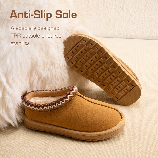 [FuzzyEasy Kid's  Slip-on] Winter Suede Slippers - BROWN - 4