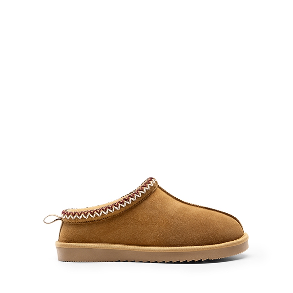 [FuzzyEasy Men's  Slip-on] Suede Fur Slippers - CHESTNUT - 3