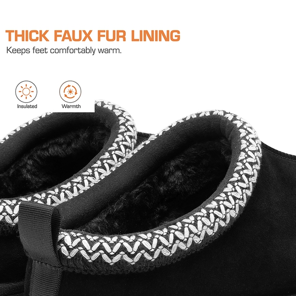 [FuzzyEasy Men's  Slip-on] Suede Fur Slippers - BLACK - 6