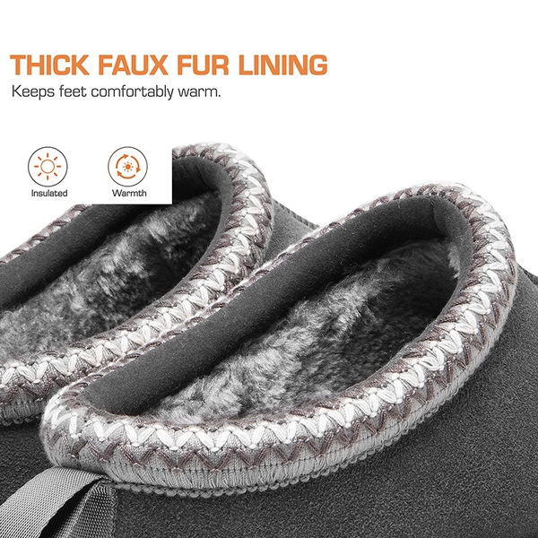 [FuzzyEasy Men's  Slip-on] Suede Fur Slippers - GREY - 6
