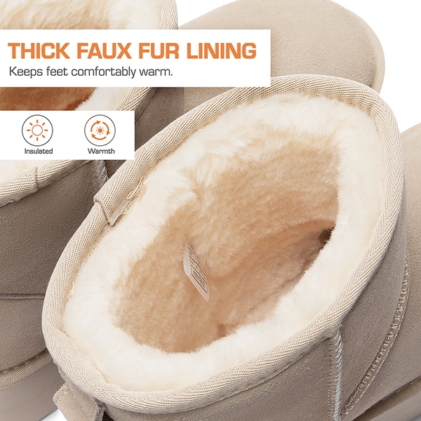 [FuzzyClassic Platform Low Boot] Genuine Suede Snow Boots - SAND - 7