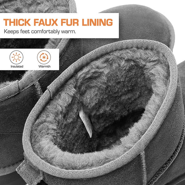 [FuzzyClassic Platform Low Boot] Genuine Suede Snow Boots - GREY - 7