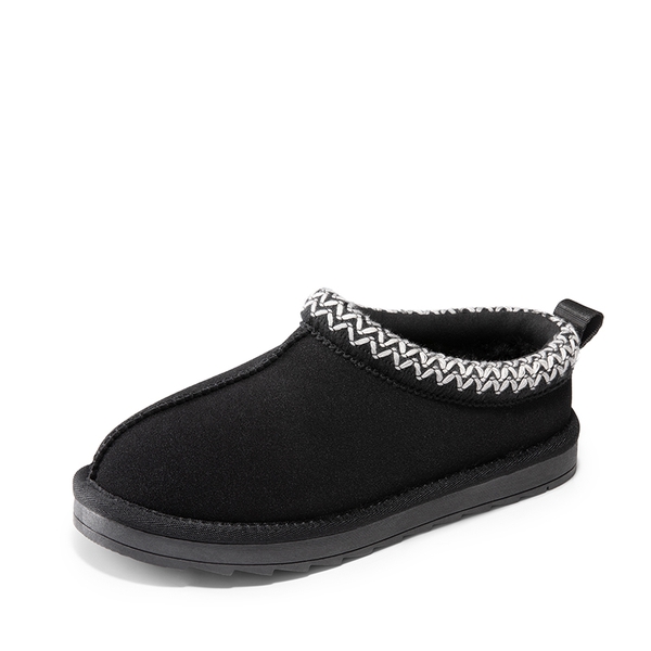 [FuzzyEasy Kid's  Slip-on] Winter Suede Slippers - BLACK -  0