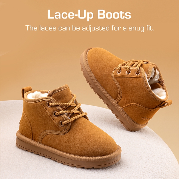 [FuzzyGo Kid's  Cozy] Snow Ankle Boots - CHESTNUT - 2