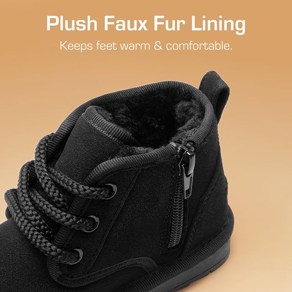 [FuzzyGo Kid's  Cozy] Snow Ankle Boots - BLACK - 4