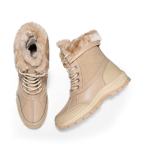 [FuzzyGo Bold] Splash-proof Snow Boots - NUDE - 7