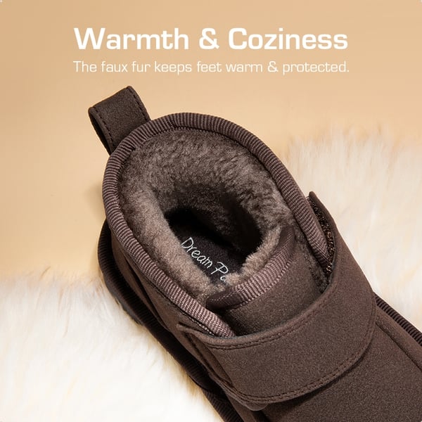 [FuzzyGo Kid's  Cozy Tap] Suede Snow Boots - BROWN - 3