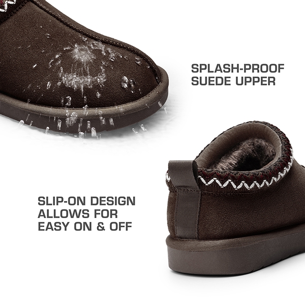 [FuzzyEasy Men's  Slip-on] Suede Fur Slippers - BROWN - 7