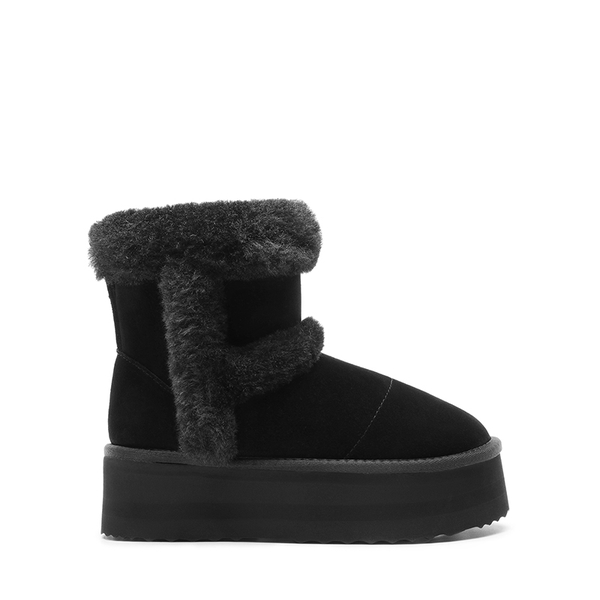 [FuzzyChic  Plush Platform] Thick-soled Fluffy Snow Boots - BLACK - 3