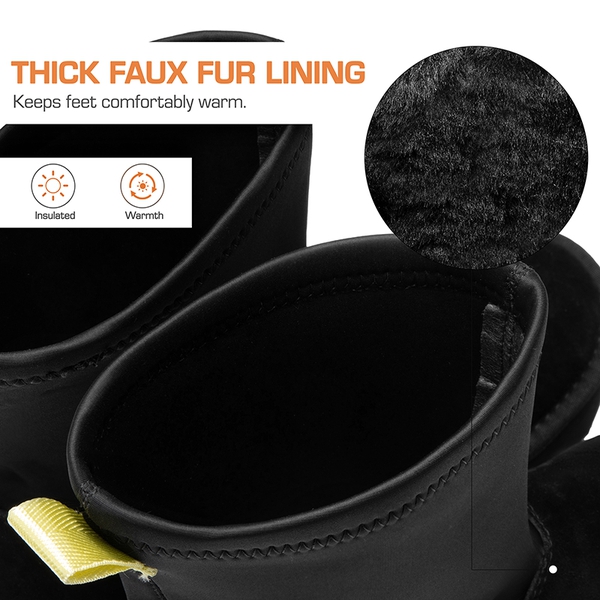 [FuzzyChic  Sock-Top Platform] Mid-calf Snow Boots - BLACK - 6