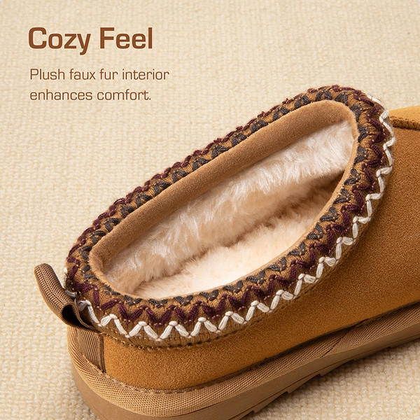 [FuzzyEasy Kid's  Slip-on] Winter Suede Slippers - BROWN - 3