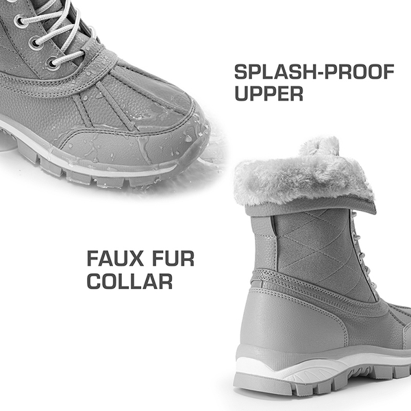 [FuzzyGo Bold] Splash-proof Snow Boots - LIGHT GREY - 4