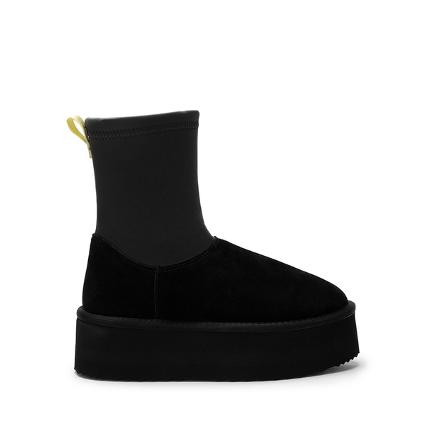[FuzzyChic  Sock-Top Platform] Mid-calf Snow Boots - BLACK - 3