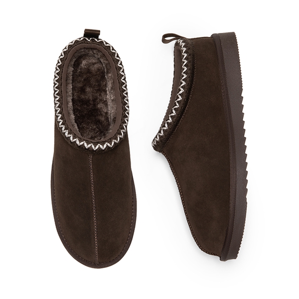 [FuzzyEasy Men's  Slip-on] Suede Fur Slippers - BROWN - 5