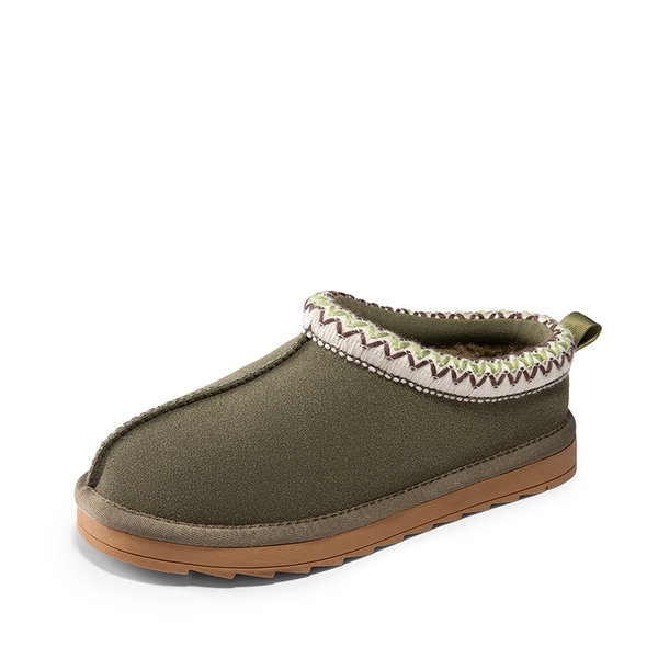 [FuzzyEasy Kid's  Slip-on] Winter Suede Slippers - OLIVE GREEN -  0