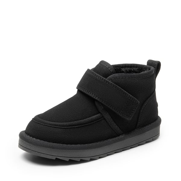 [FuzzyGo Kid's  Cozy Tap] Suede Snow Boots - BLACK -  0