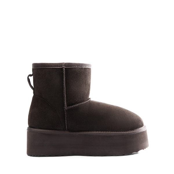 [FuzzyClassic Platform Low Boot] Genuine Suede Snow Boots - BROWN - 3