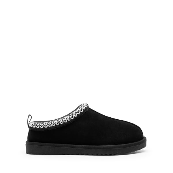 [FuzzyEasy Men's  Slip-on] Suede Fur Slippers - BLACK - 3