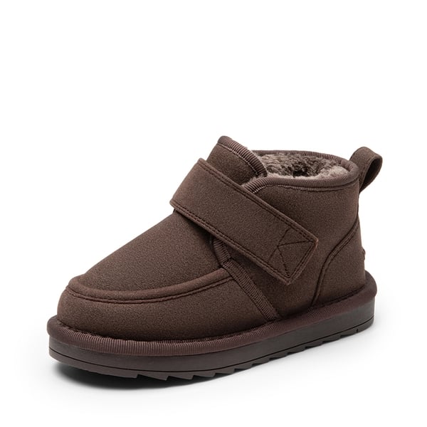 [FuzzyGo Kid's  Cozy Tap] Suede Snow Boots - BROWN -  0