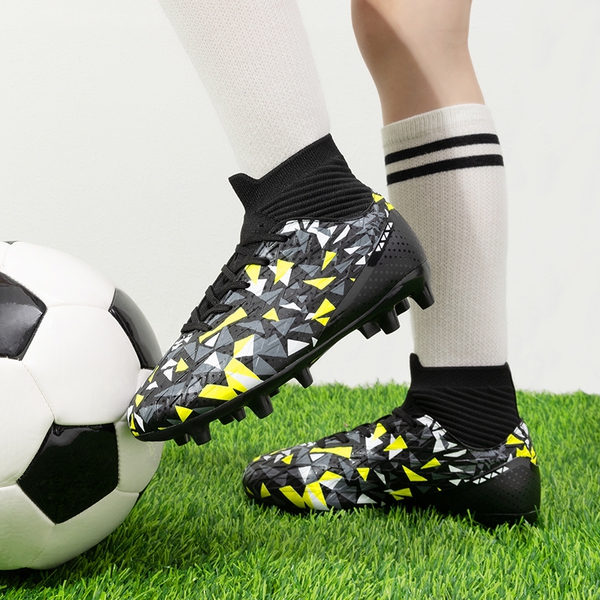 High-top Slip-Resistant Soccer Shoes - BLACK NEON GREEN - 4