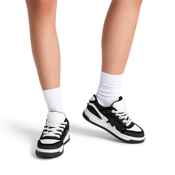 [Rube] Denim Casual Fashion Sneakers - BLACK - 1